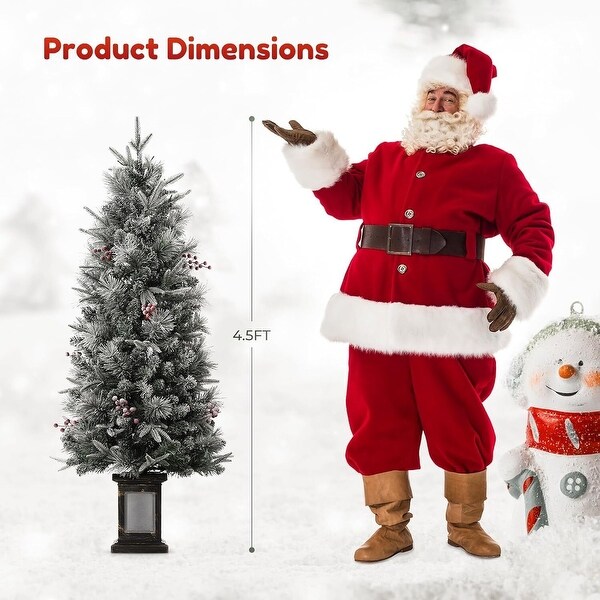 4.5ft Pre-Lit Artificial Frost Christmas Tree with Shiny Base