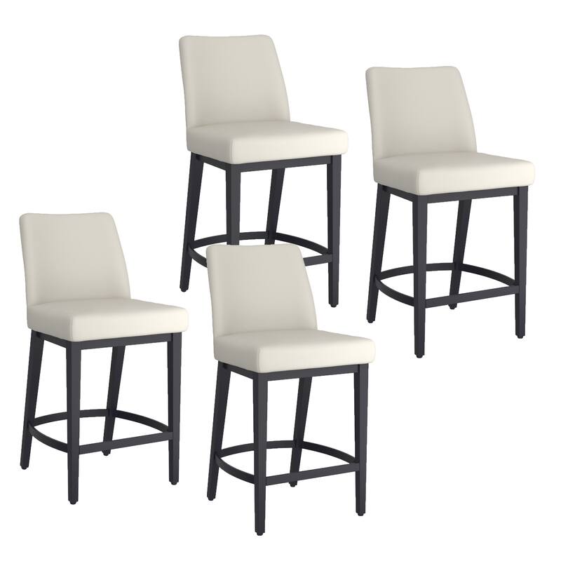 Modern Faux Leather and Metal 26" Counter Stool, Set of 4