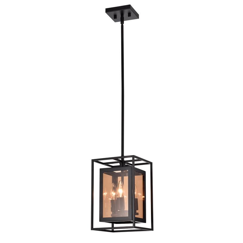 Anhara Matte Black 3-Light Metal & Glass Geometric Pendant Light