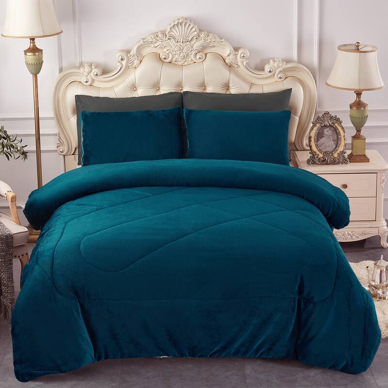 Fleece/ Sherpa Down Alternative 3-piece Comforter Set