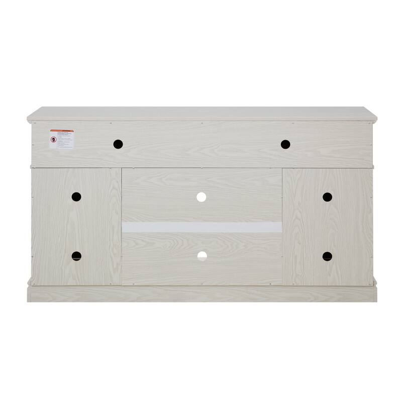 Embossed Pattern TV Stand for TVs Up to 65", Fireplace TV Stand with Storage Cabinet