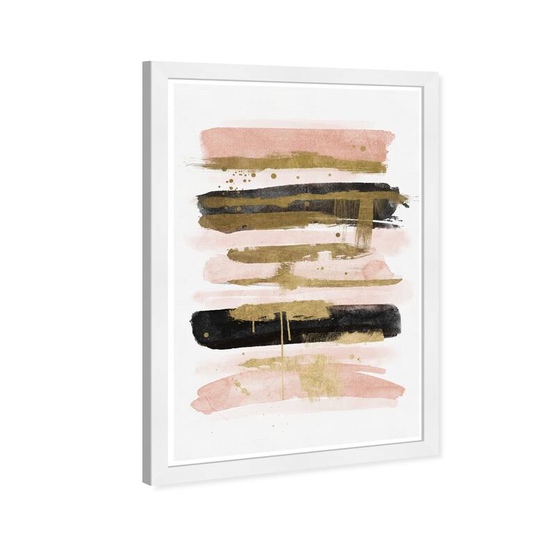 Wynwood Studio Prints Abstract Blush and Black Brush Lines Pink and Light Pink Modern & Contemporary Wall Art Canvas Print