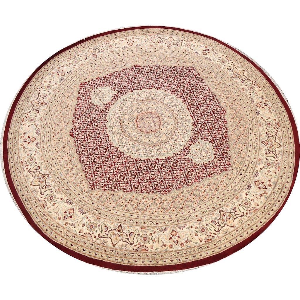 Wool/ Silk Vegetable Dye Oriental Tabriz Mahi Area Rug Handmade Carpet - 10'0" x 10'2" Round