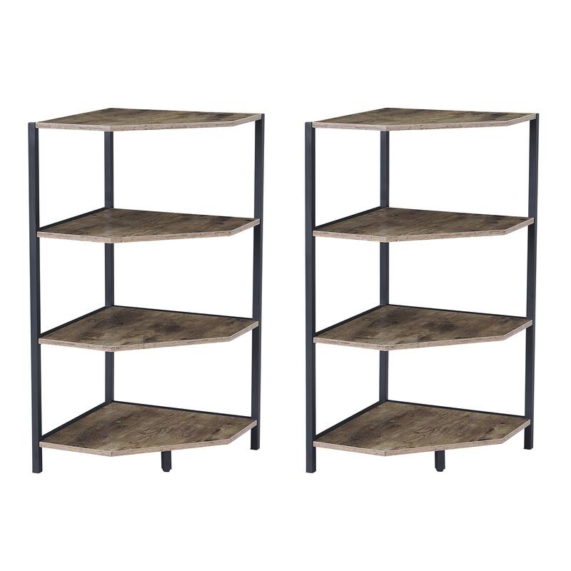 VECELO Modern Nightstands with 4-Tier Shelves Corner Side Table(Set of 2)