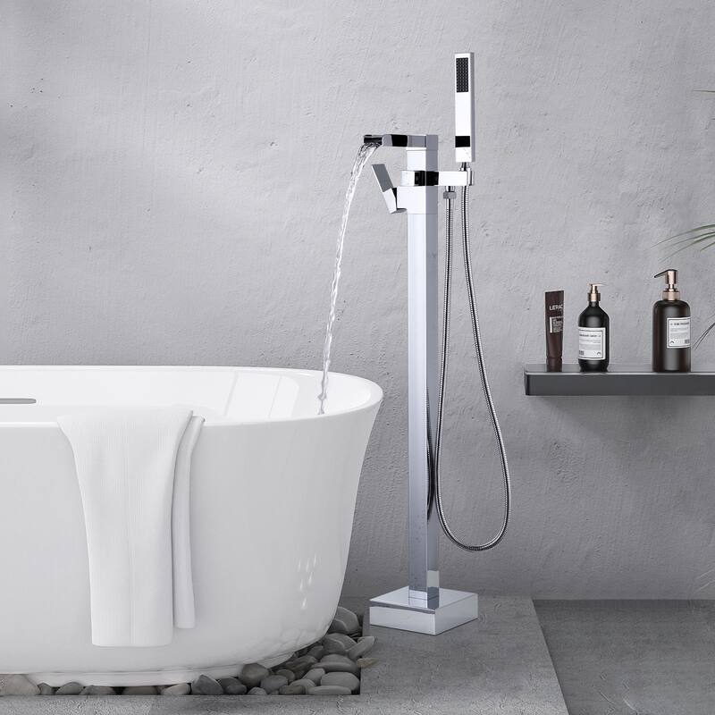 WOWOW Single Handle Freestanding Bathtub Faucet with Handheld Shower
