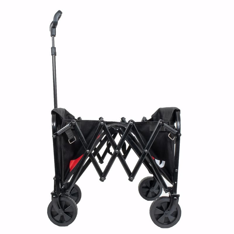 Collapsible Utility Wagon with Wheels, Lightweight Folding Cart with Cup Holders