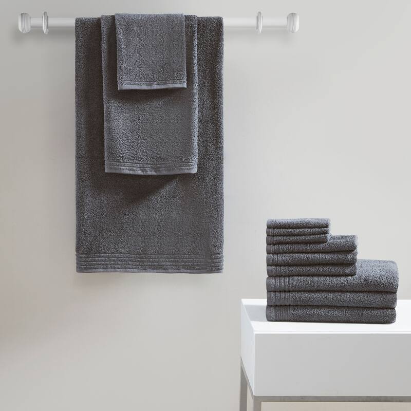 510 Design Big Bundle 100% Cotton Quick Dry 12 Piece Bath Towel Set - Grey