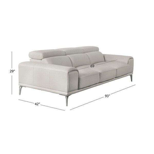 Abbyson Samira Top Grain Leather Sofa with Adjustable Headrest