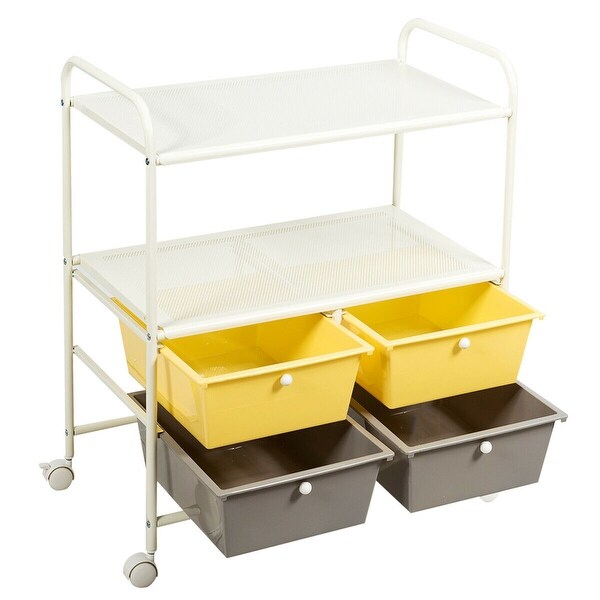 Gymax 4 Drawers Rolling Storage Cart Metal Rack Shelf Home Office - See Details. Opens flyout.