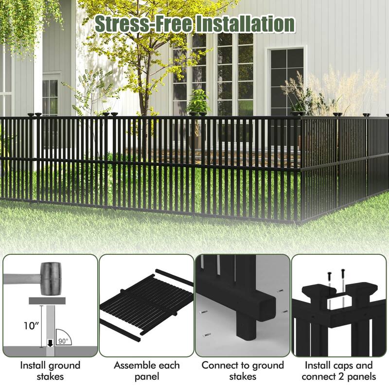 Costway 2/4 PCS Air Conditioner Fence Panels with Metal Ground Stakes