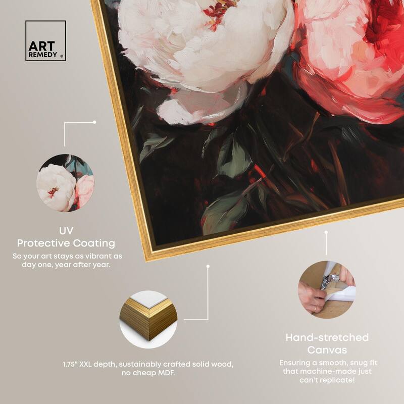 Three Shades of Peony III Canvas by Art Remedy