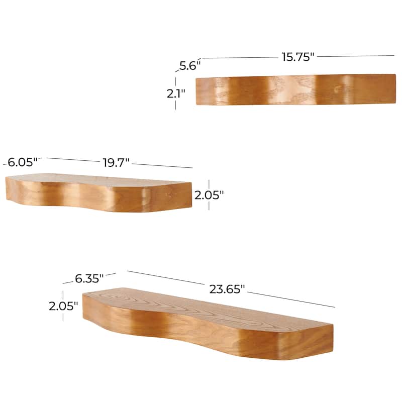 Wood Handmade Wall Shelf with Various Sizes - Set of 3 Black or Brown - Roche River Decor