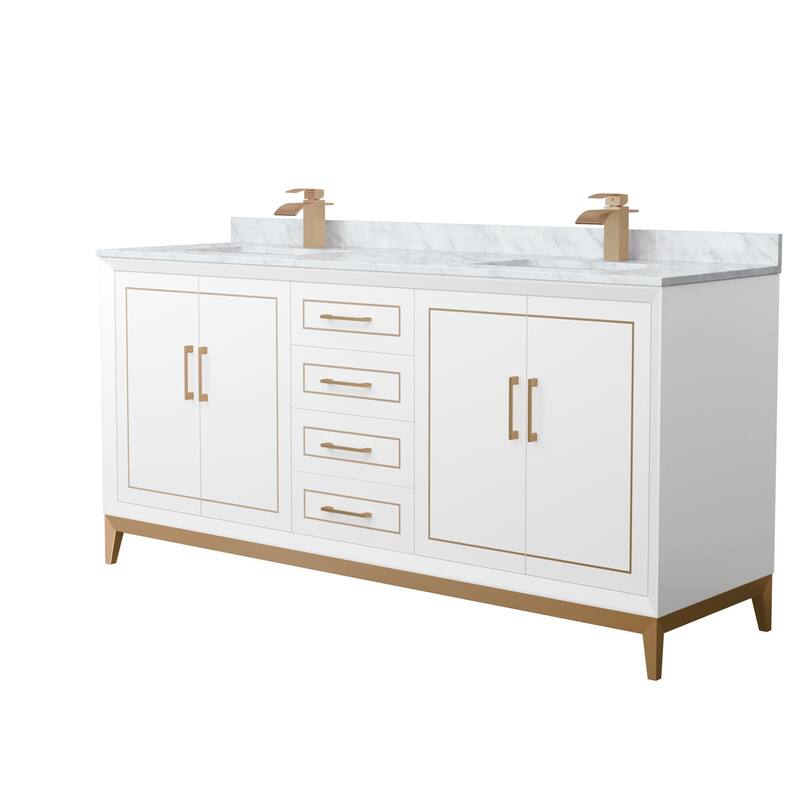 Wyndham Collection WCH515172D-NAT-UNSMXX Marlena 72" Free Standing - White / Satin Bronze Hardware