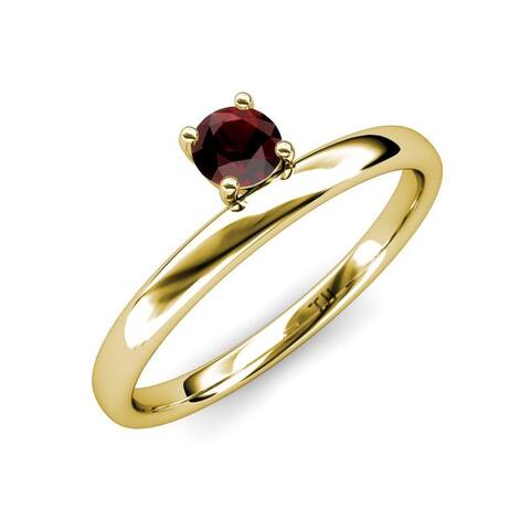 TriJewels Red Garnet 5/8 ct Womens Solitaire Stackable Ring 14K Gold