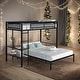 preview thumbnail 2 of 15, Metal Twin over Full Bunk Bed with Separated Full Bed,Safety Guardrails,Black,Kids Bed Design