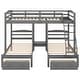 preview thumbnail 7 of 9, Full Over Twin & Twin Bunk Bed with Guardrails and Ladder, Wood Triple Bunk Bed Frame with Drawers for Kids, Teens, Adults