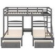 preview thumbnail 7 of 10, Full over Twin & Twin Triple Bunk Bed with Drawers, Grey