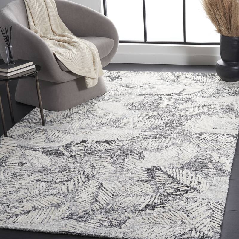 SAFAVIEH Handmade Glamour Shag Contemporary Rug - 3' x 5' - Black/Ivory