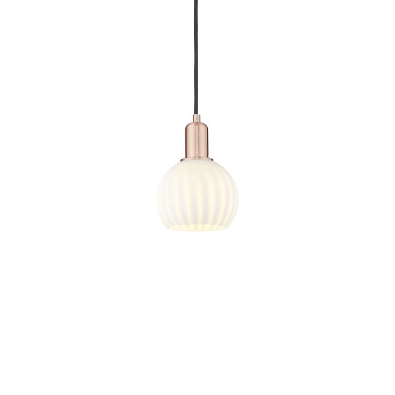 Innovations Lighting 716-1P-9-6 White Venetian Pendant White Venetian - Antique Copper / White Venetian