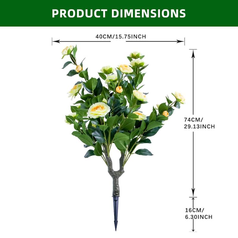 Set of 2/4 Artificial Topiary Ball Trees with Metal Stakes with Camellia Flowers