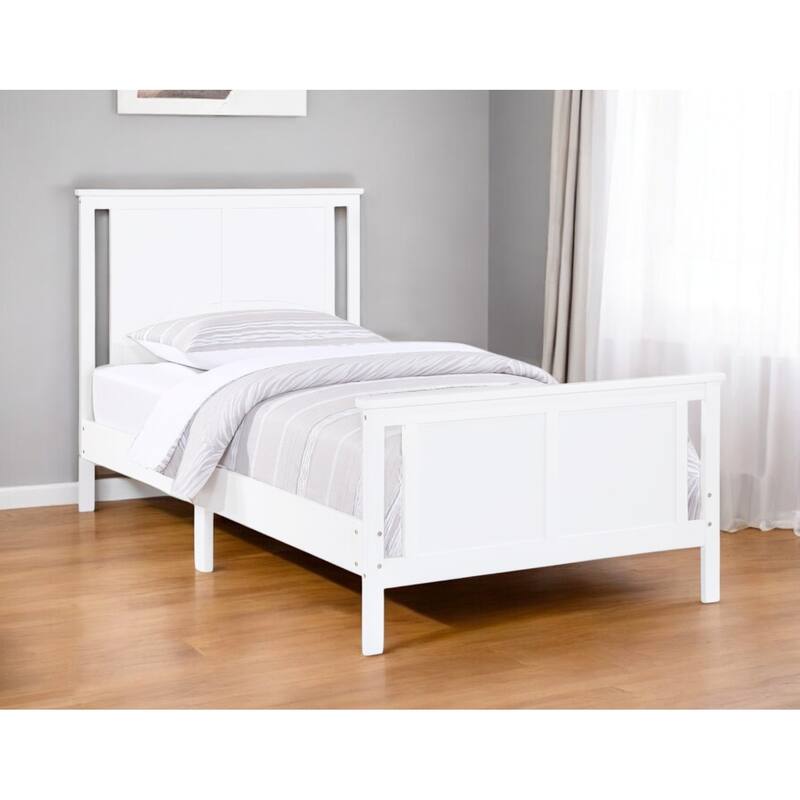 HomeRoots White And Gray Reversible Solid Wood Twin Bed Frame - Twin - White/Gray