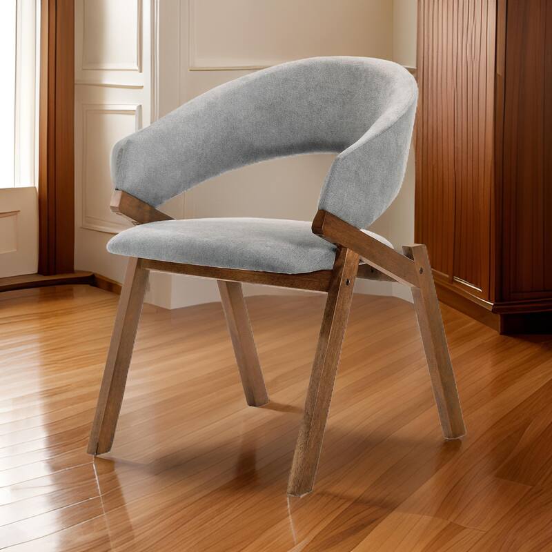 Talulah Gray Fabric and Walnut Veneer Dining Side Chairs - Set of 2