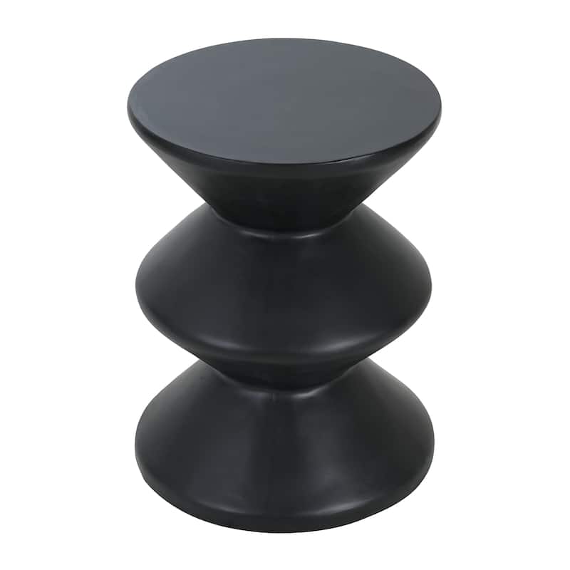 Christopher Knight Home - 13.75'' Modern 3-Layer Sculptural Wave MGO Concrete Accent Side Table, Matte Finish - Black