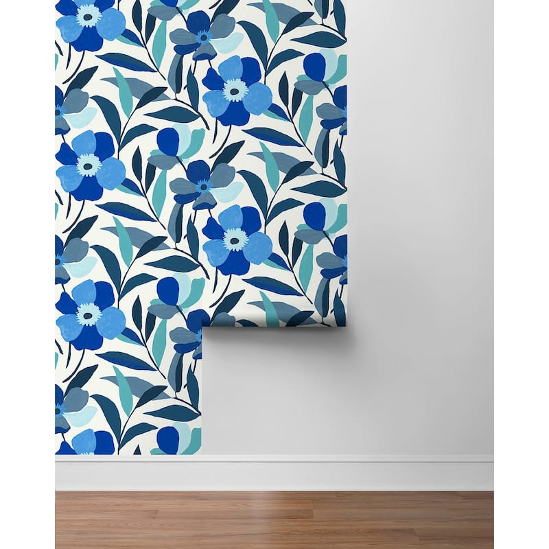NextWall Garden Block Floral Peel and Stick Wallpaper