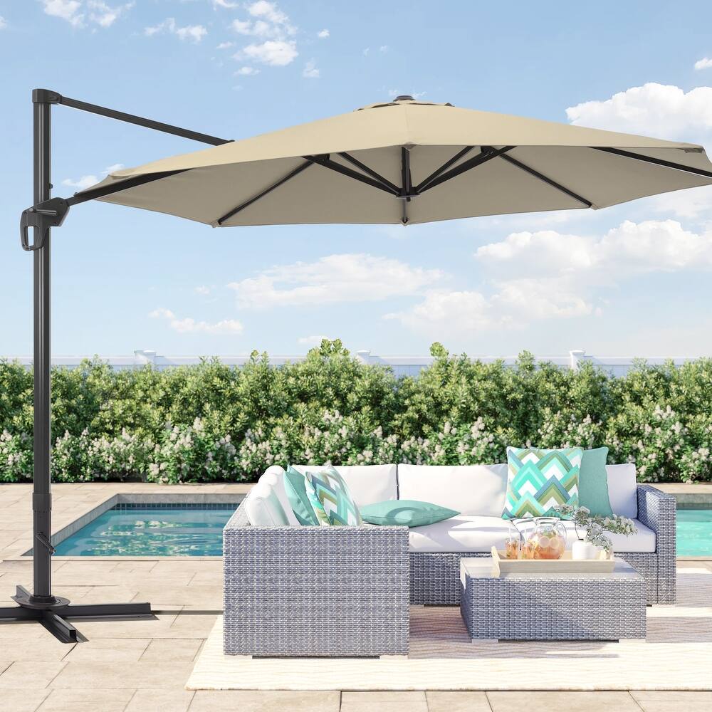 LIVOOSUN 11Ft Cantilever Patio Umbrella,Offset Hanging Umbrella