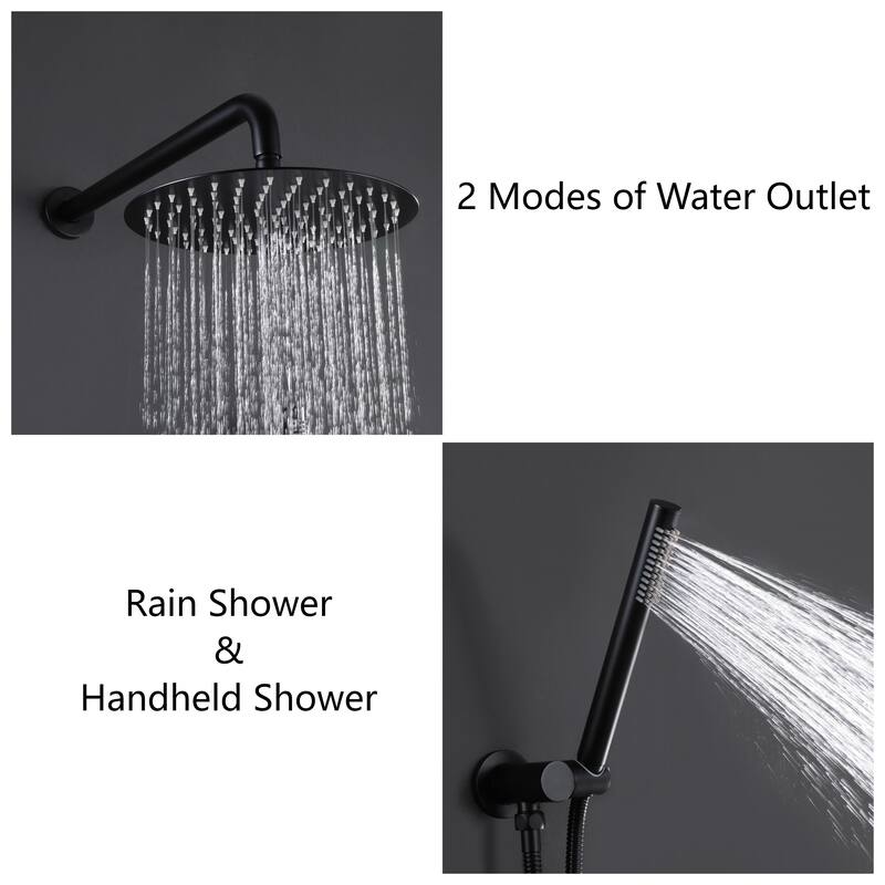 Brushed Gold Rain Shower System Wall Mount Rain Shower Head With Handheld Shower Combo Set Rough-In Valve