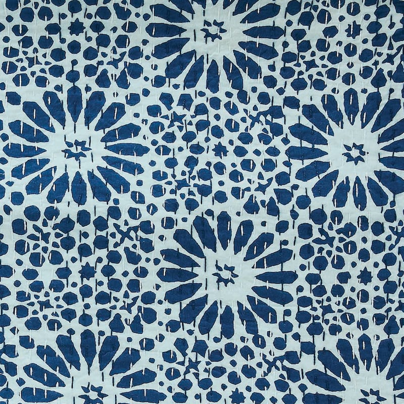 Melange Hand Stitched Kantha Block Print Pillow Sham Pair