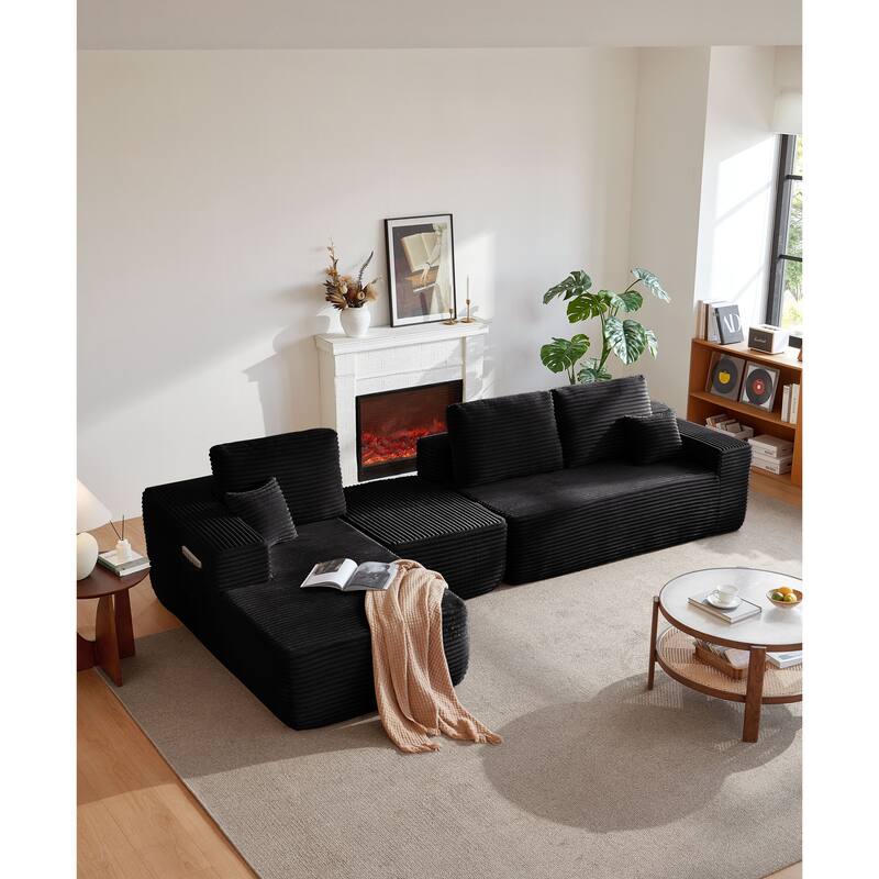 104"Cloud Sectional Couch with U-Shaped Chaise,and Side Pockets,Modern Modular Sofa with Deep Seat, Upholstered