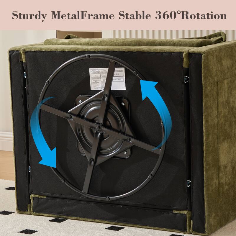 GDFStudio - Chenille 36.22" Swivel Barrel Chair