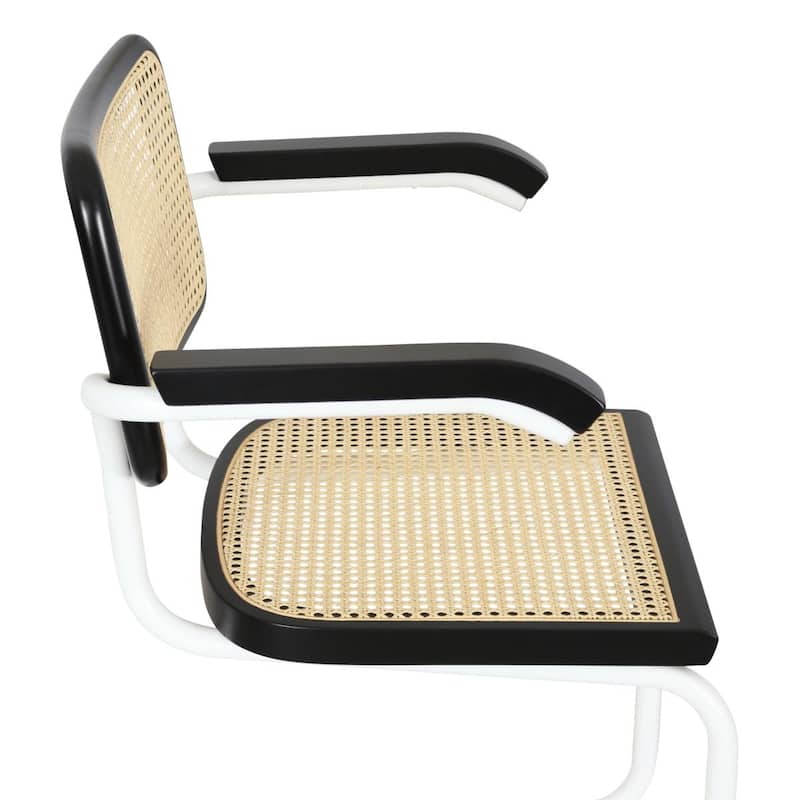 Breuer Chair Company Marcel Breuer Cesca Cane Cantilever Armchair Arm Chair w/ White Steel Frame (Various Wood & Cane Colors)