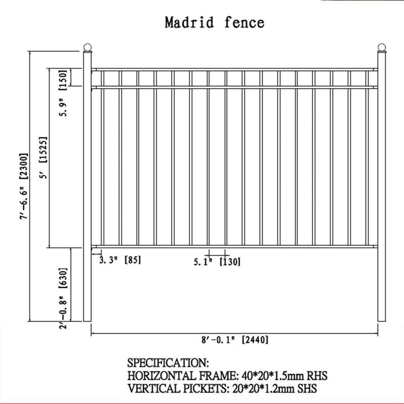 ALEKO 8-Panel Steel Fence Kit - MADRID Style - 8x5 ft. Each - N/A