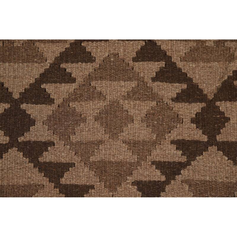 Hand Woven Oriental 100% Wool Carpet Southwestern Geometric Brown Kilim Area Rug - 9' 10'' X 6' 7''