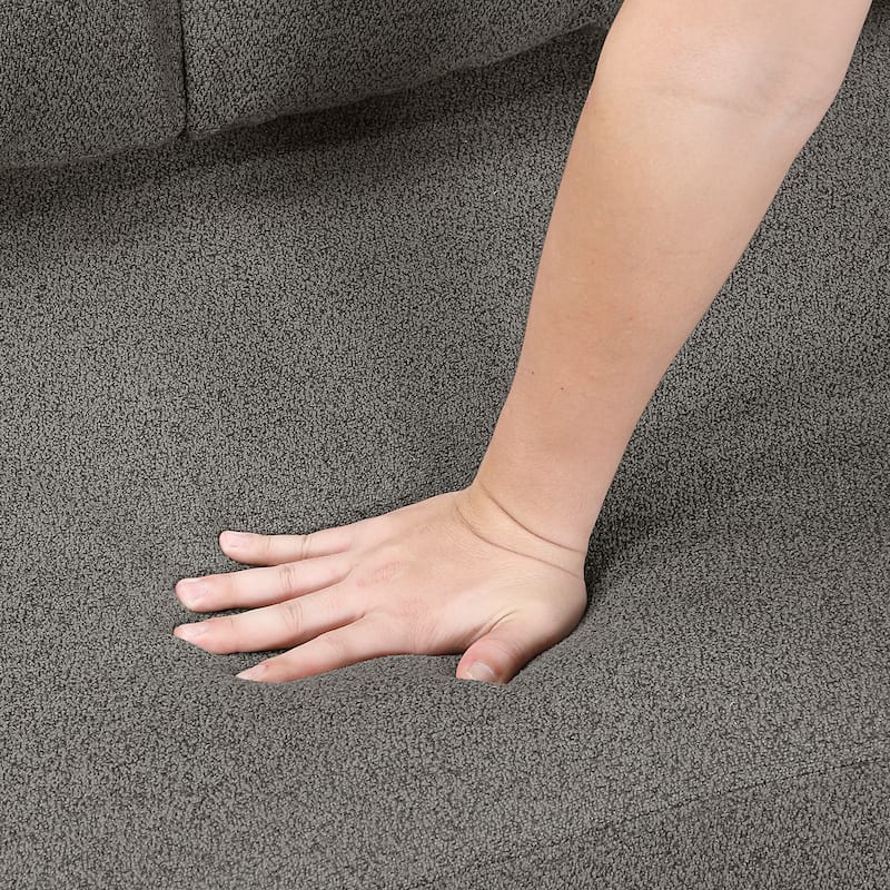 Hazel Boucle Sectional Sofa - Reversible Chaise, Pull-out Bed, Shelves