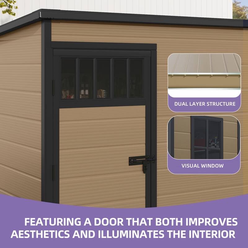 6x4.4 FT/5x3 FT Resin Storage Shed with Fence-Style and Side Windows