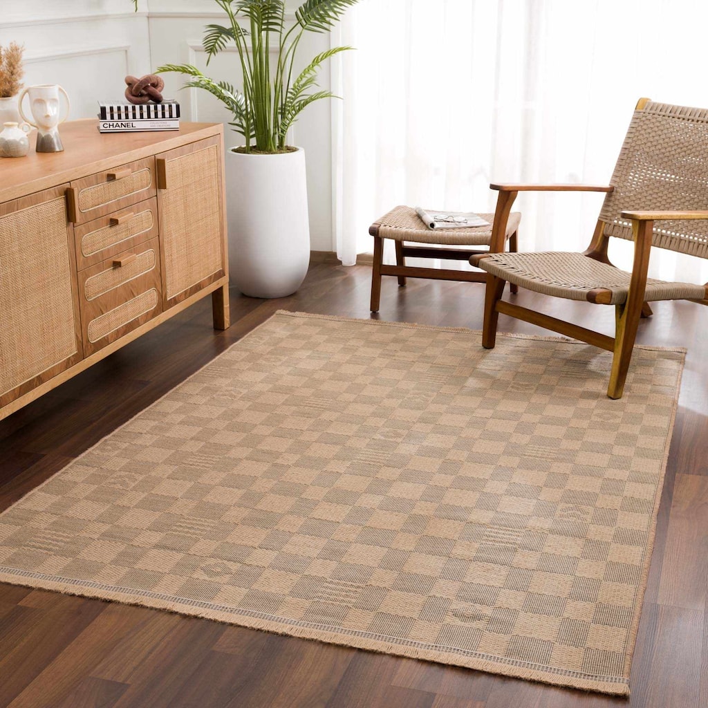 Hauteloom Nairi Machine Washable Jute Checkered Area Rug