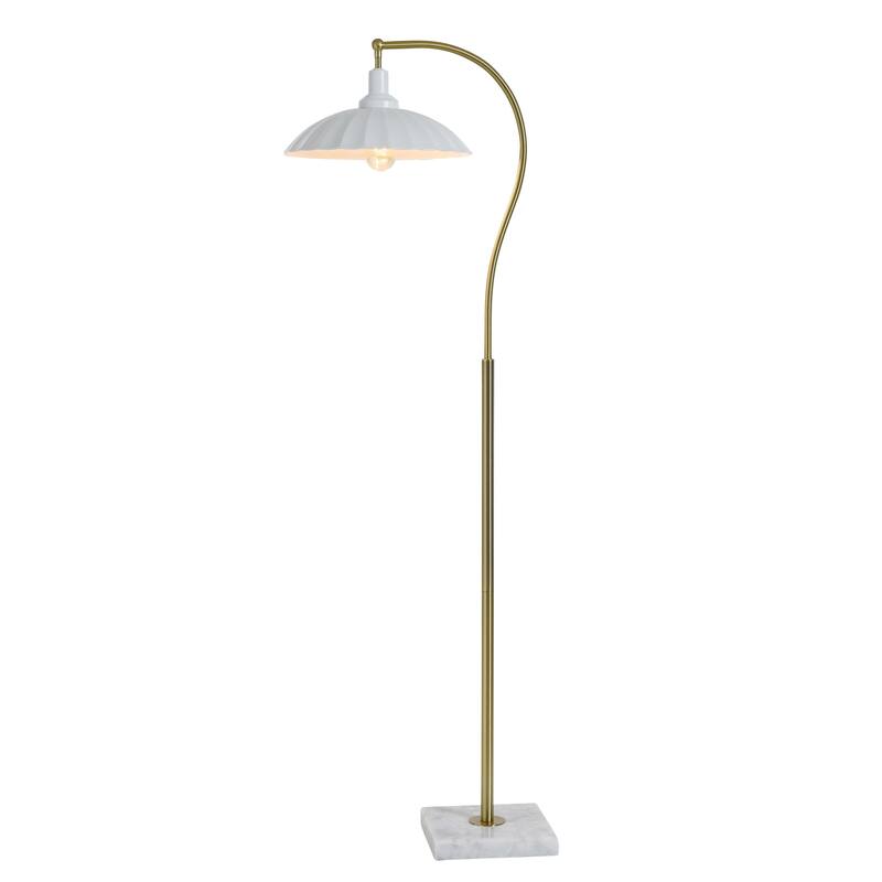 Tamara Day for Stylecraft Penelope Floor Lamp - White Marble & Polished Brass - Glossy