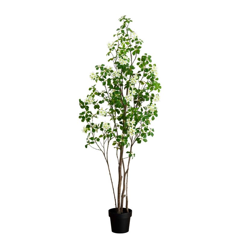 Artificial Dogwood Potted Tree - 6' - Green and White