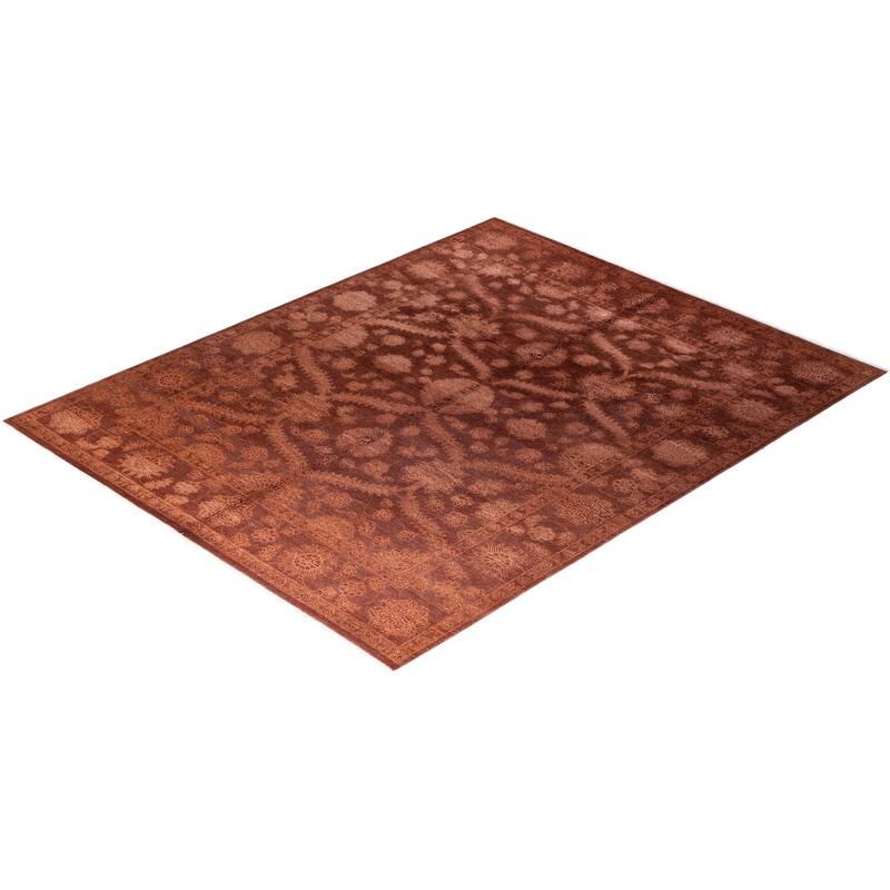 Ikat One-of-a-Kind Handmade Area Rug - Brown, 8' 2" x 10' 2" - 8' 2" x 10' 2"