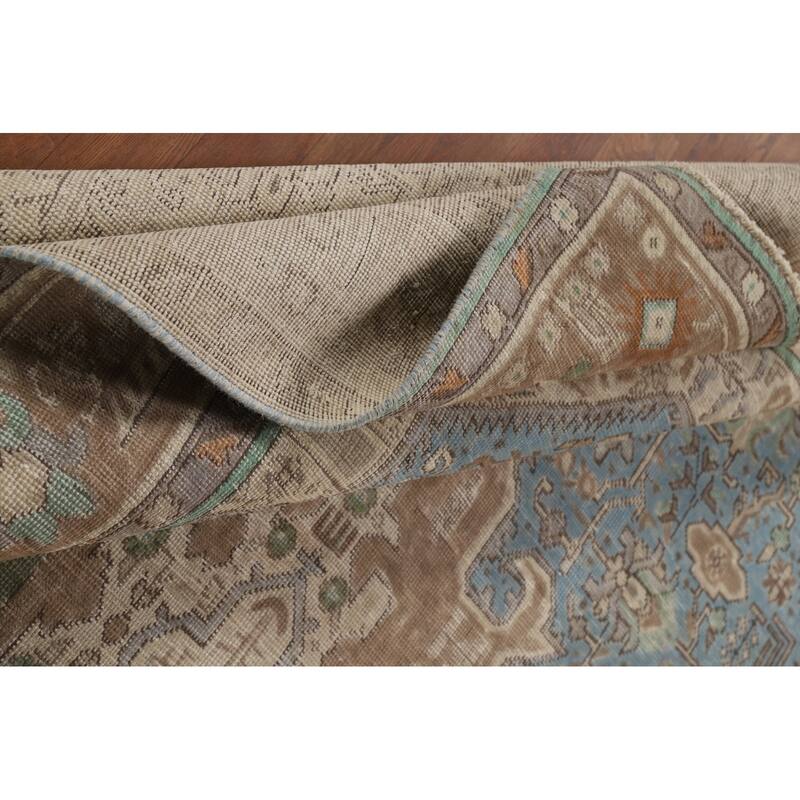 Geometric Blue Tabriz Persian Area Rug Oriental Handmade Wool Carpet - 6'5"x 9'5"