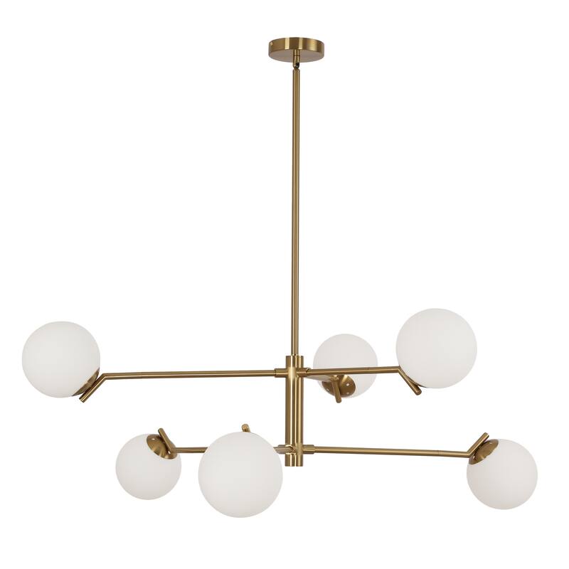 6-Light Modern Sputnik Chandelier with Glass Globe for Dining Room