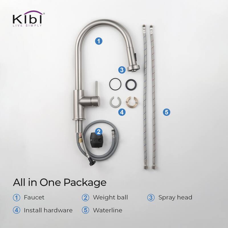 Lead Free Solid Brass Single Level Pull Down Kitchen Faucet with Sprayer