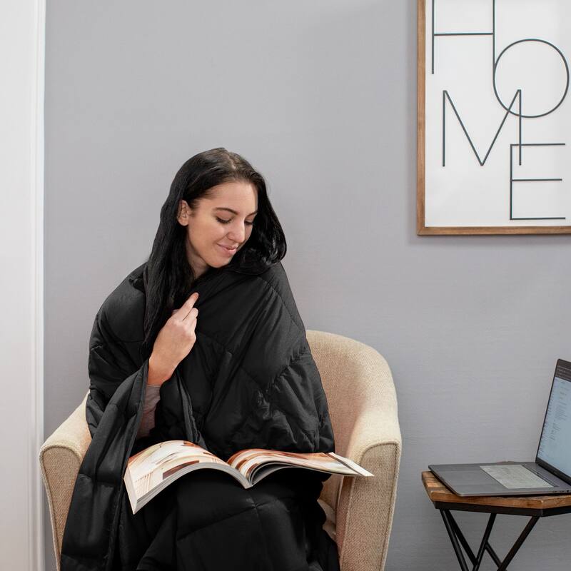 Quilted Microfiber Weighted Blanket 7 lbs. Black Bed Bath & Beyond