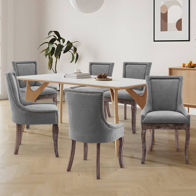 Thickened Side Dining Chair with Solid Wood Legs Set of 6