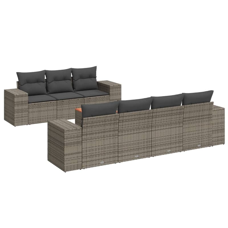 vidaXL Patio Sofa Set with Cushions Outdoor Furniture 8 Piece Poly Rattan - 21.7 x 21.7 x 14.6