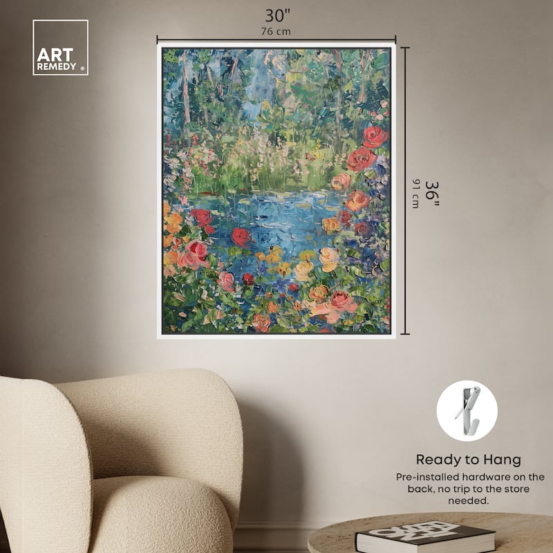 Art Remedy Serene Escape Framed Impressionism 1 Piece Canvas Wall Art /Monet And Van Gogh Inspired Art