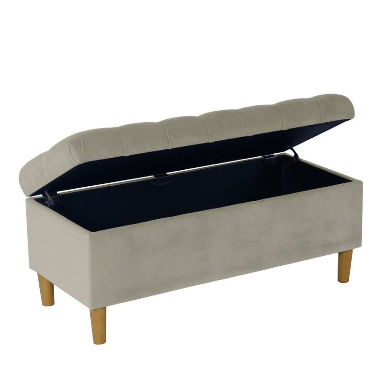 Sol Storage Bench Ottoman, Tan Beige Velvet, Brown, 40 Inch